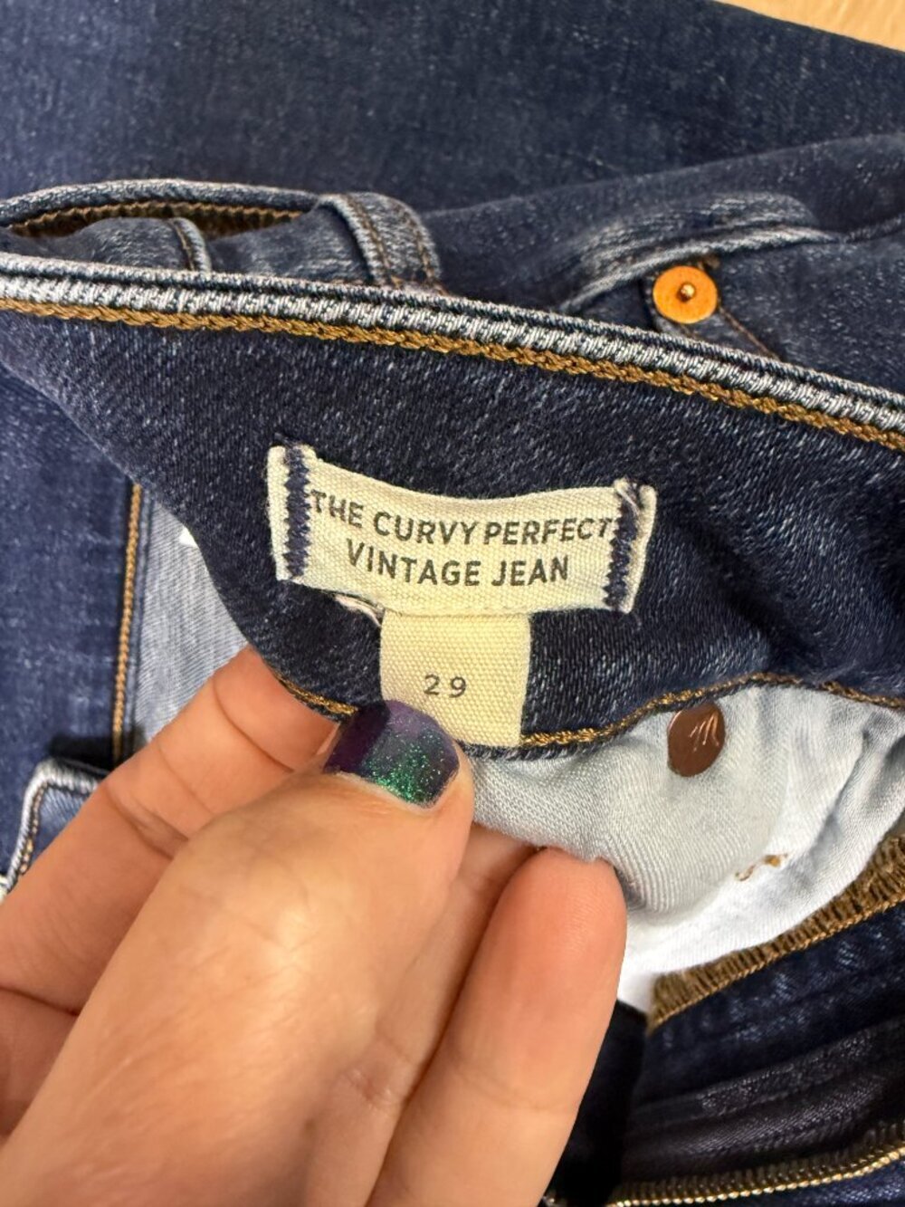 Madewell Curvy Perfect Vintage Dark Wash High Rise Slim Straight Jeans | 29 - Picture 6 of 7